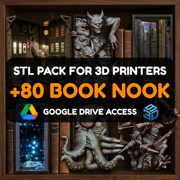 Book Nook STL Pack – 80+ Shelf Diorama Models For 3D Printers | Commercial License