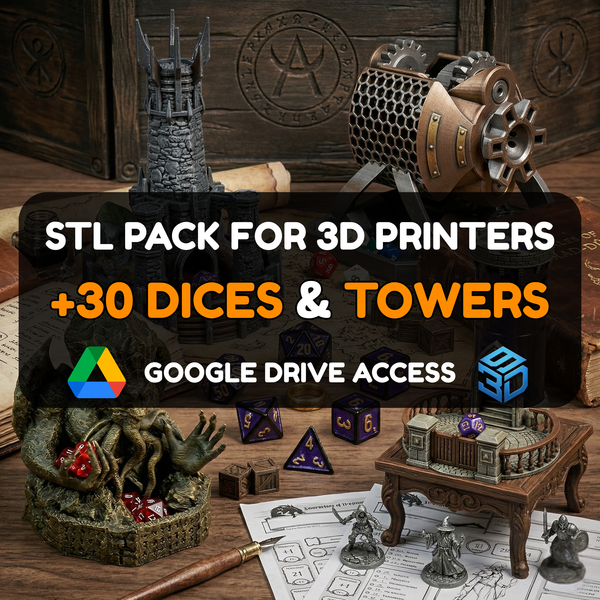 Dice & Dice Tower STL Pack – 30+ Tabletop RPG Models For 3D Printers