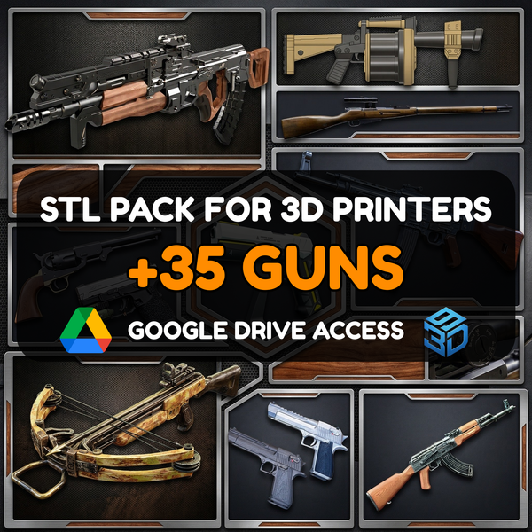 Prop Gun STL Pack – 35+ Decorative Firearm Models For 3D Printers | Commercial License