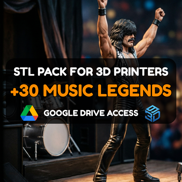 Music Legends STL Pack – 30+ Iconic Rockstar & Pop Statues For 3D Printers