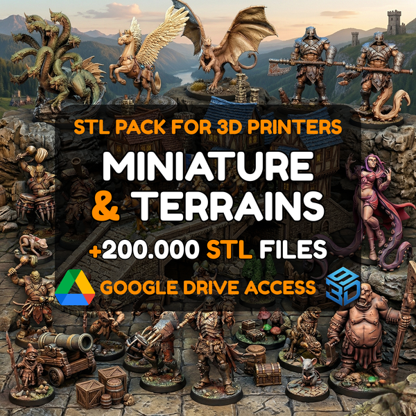 Miniatures & Terrain STL Pack – 200,000+ Fantasy & Sci-Fi Models For 3D Printers