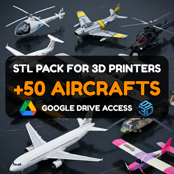 Aircraft STL Pack – 50+ Planes, Jets & Helicopters For 3D Printers | Commercial License