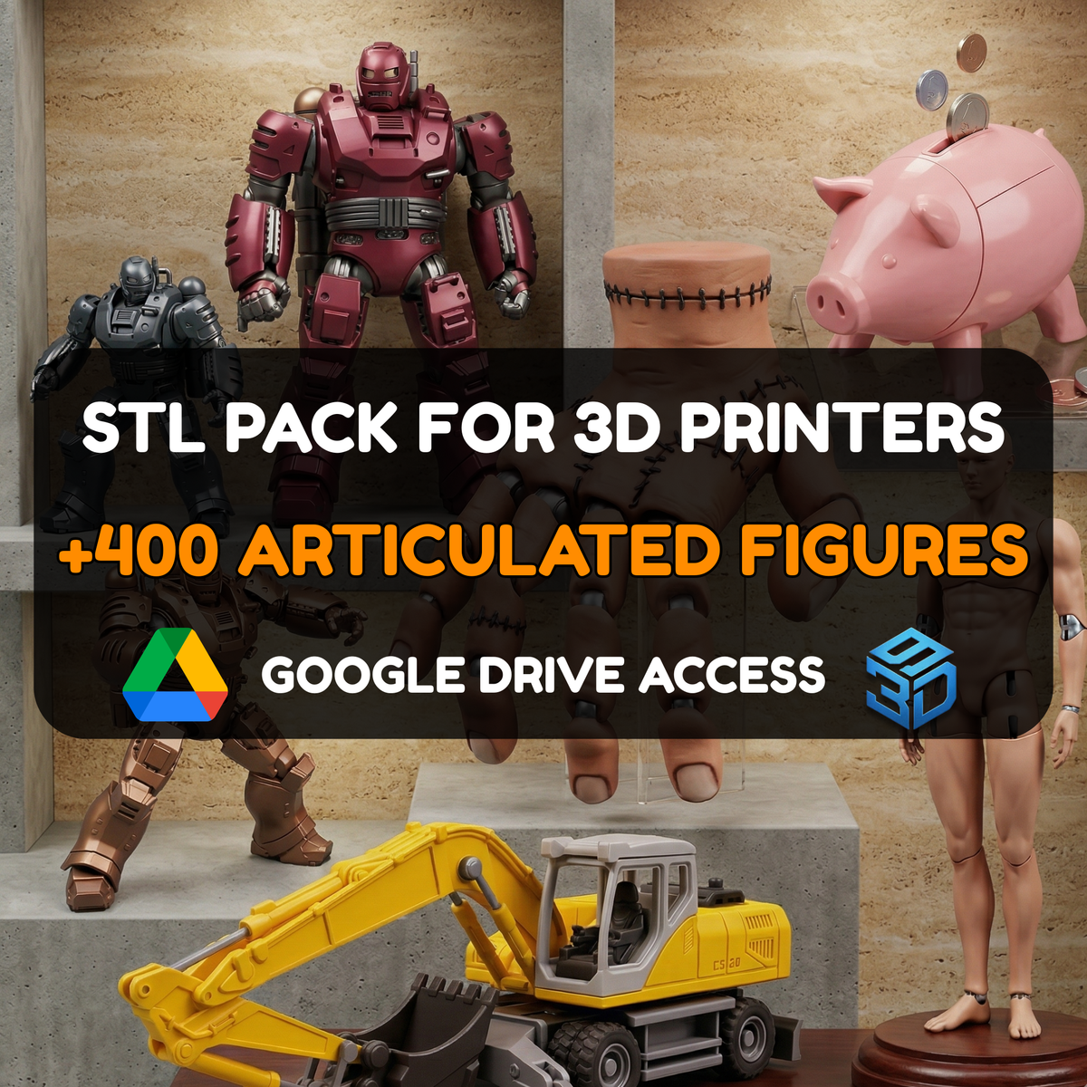 Articulated STL Pack – 400+ Poseable 3D Print Models | 3DNINE