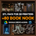 Book Nook STL Pack – 80+ Shelf Diorama Models For 3D Printers | Commercial License