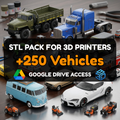 Vehicle STL Pack – 250+ Civilian, Military & Industrial Models For 3D Printers | Commercial License