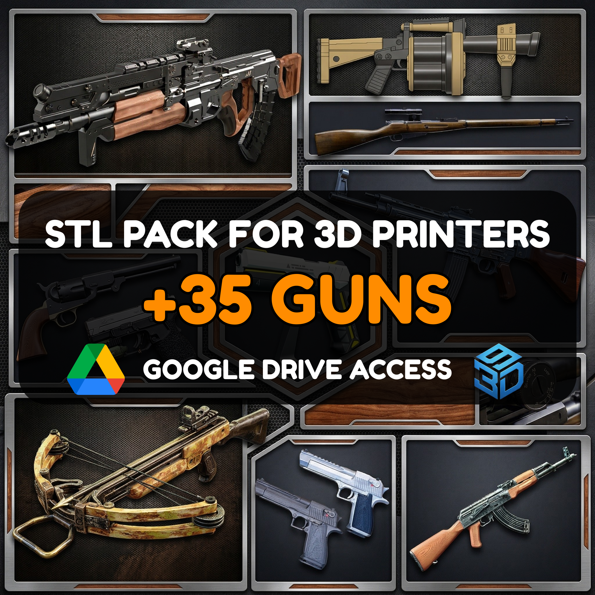 Prop Gun STL Pack – 35+ Decorative Firearm Models For 3D Printers | Commercial License
