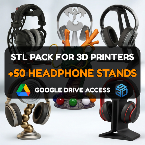 Headphone Stand STL Pack – 50+ Desk & Gaming Decor Models For 3D Printers | Commercial License