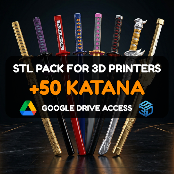 Katana & Sword Handle STL Pack – 50+ Traditional & Fantasy Hilt Models For 3D Printers | Commercial License