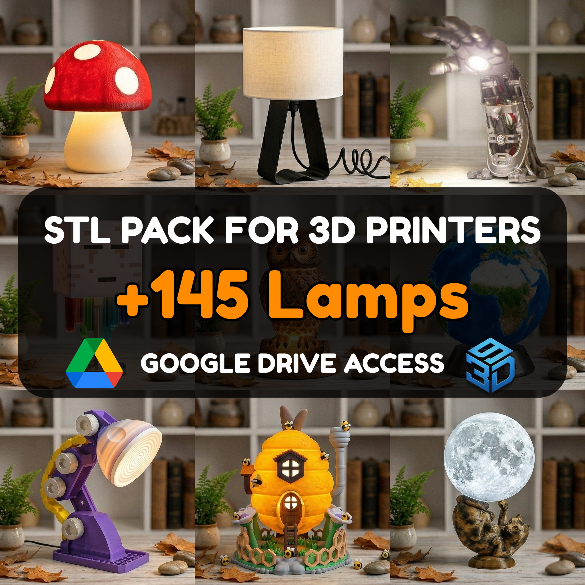 Lamp STL Pack – 145+ Ambient Lighting & Decor Models For 3D Printers | Commercial License