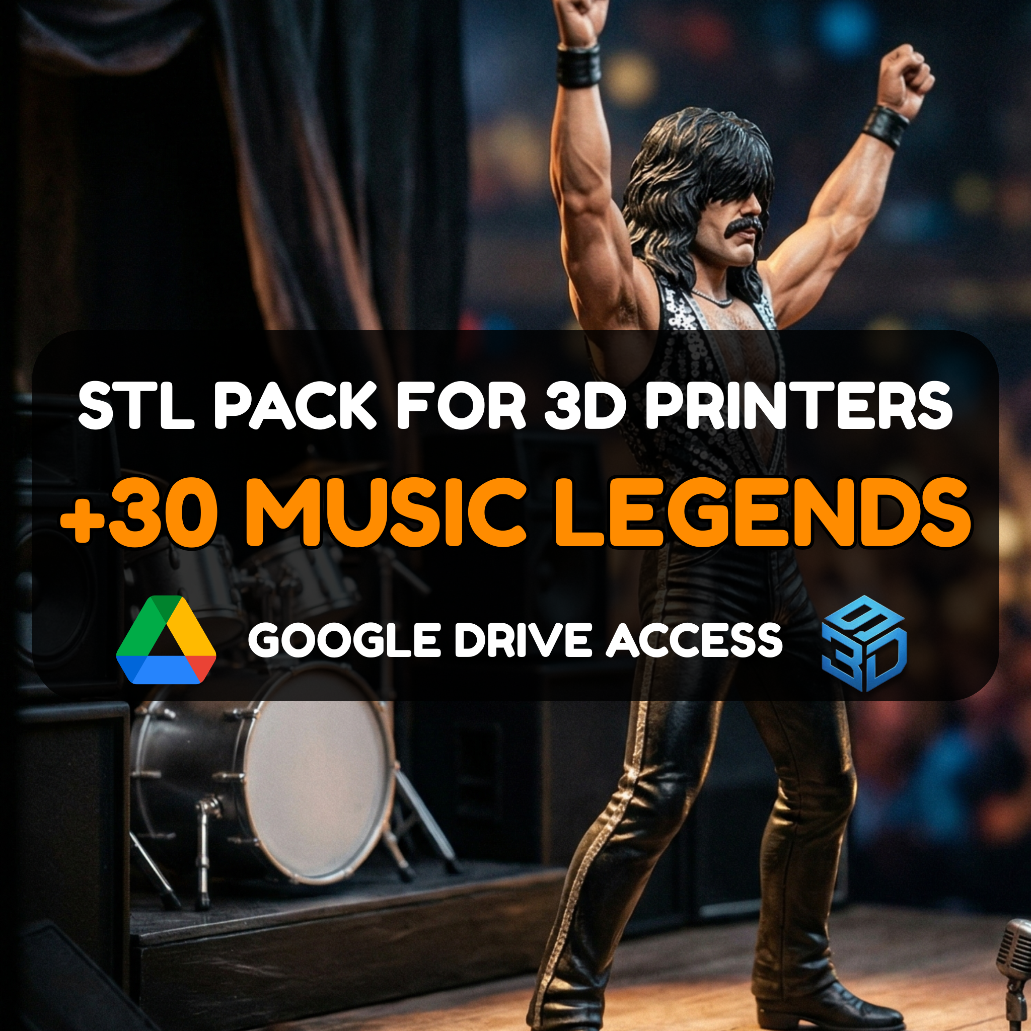 Music Legends STL Pack – 30+ Iconic Rockstar & Pop Statues For 3D Printers