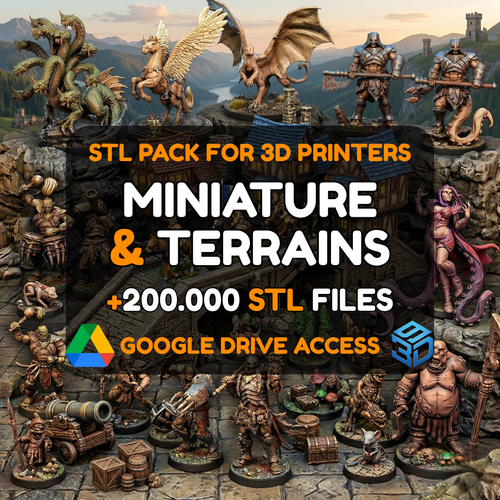 Miniatures & Terrain STL Pack – 200,000+ Fantasy & Sci-Fi Models For 3D Printers