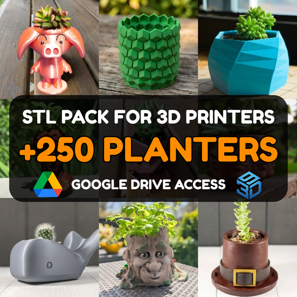 Planter STL Pack – 250+ Modern Botanical & Garden Decor Models For 3D Printers | Commercial License
