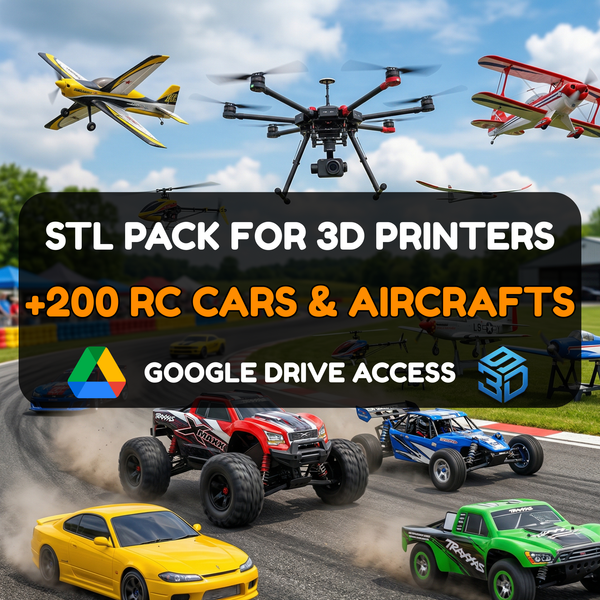 RC Car & Aircraft STL Pack – 200+ Functional Mechanical & Flying Parts For 3D Printers | Commercial License