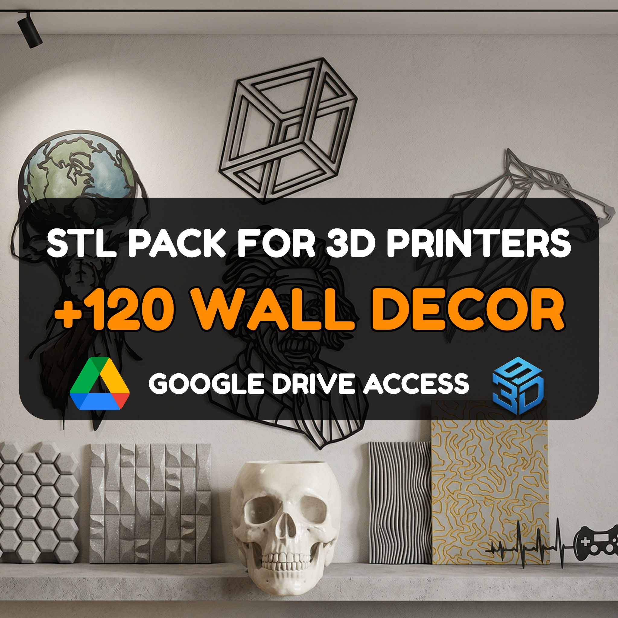 Wall Decor STL Pack – 120+ Unique Models | Modern & Artistic Wall Art | Organized Preview Catalog | Full Lifetime Access